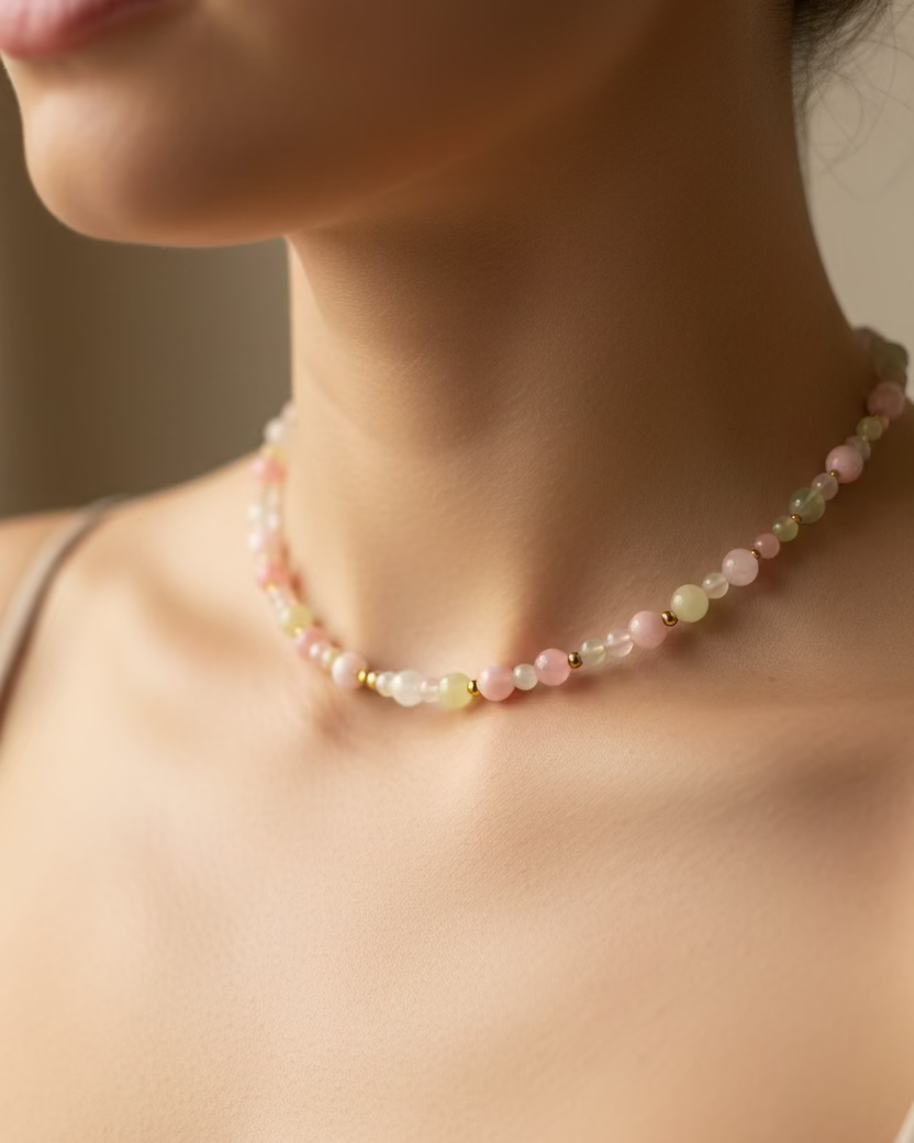 Pastel Jade Beaded Choker Necklace
