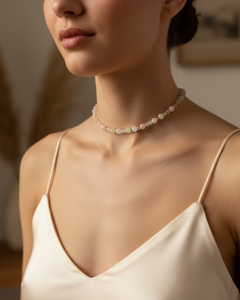 Pastel Jade Beaded Choker Necklace