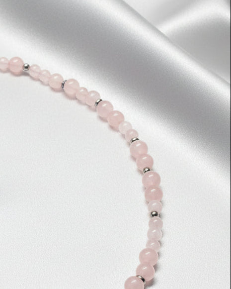 Rose Quartz Choker with Hematite Heart | Handmade Gemstone Jewelry