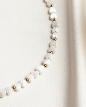 Mother of Pearl Heart Choker & Bracelet Set | Handmade Jewelry