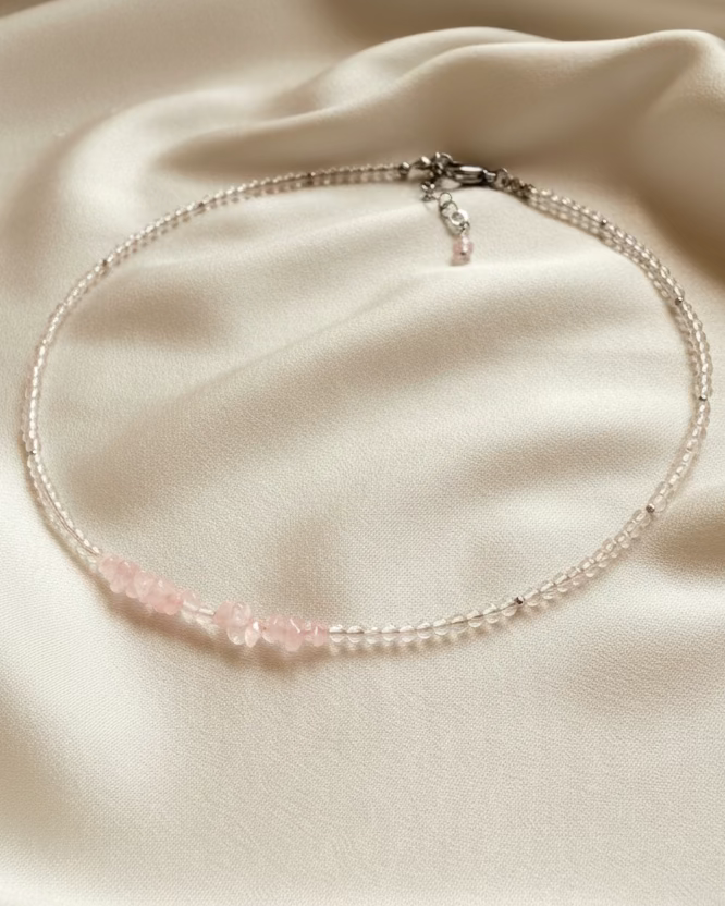 Pink Tourmaline Choker Necklace – Natural Gemstone Jewelry with Unique Shapes, Handmade Statement Piece